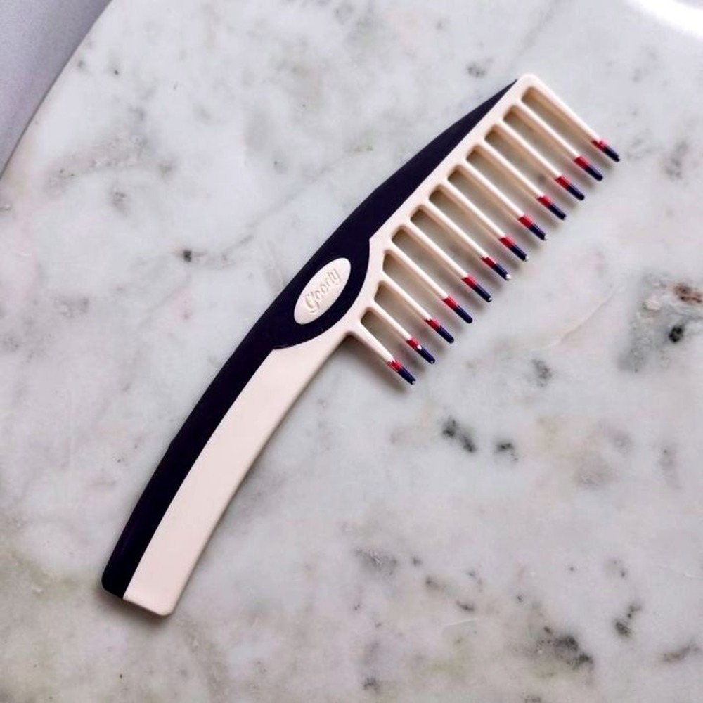 Goody Vintage Wide Tooth Hair Comb Non Slip Handle TwoTone White Black Color Tip